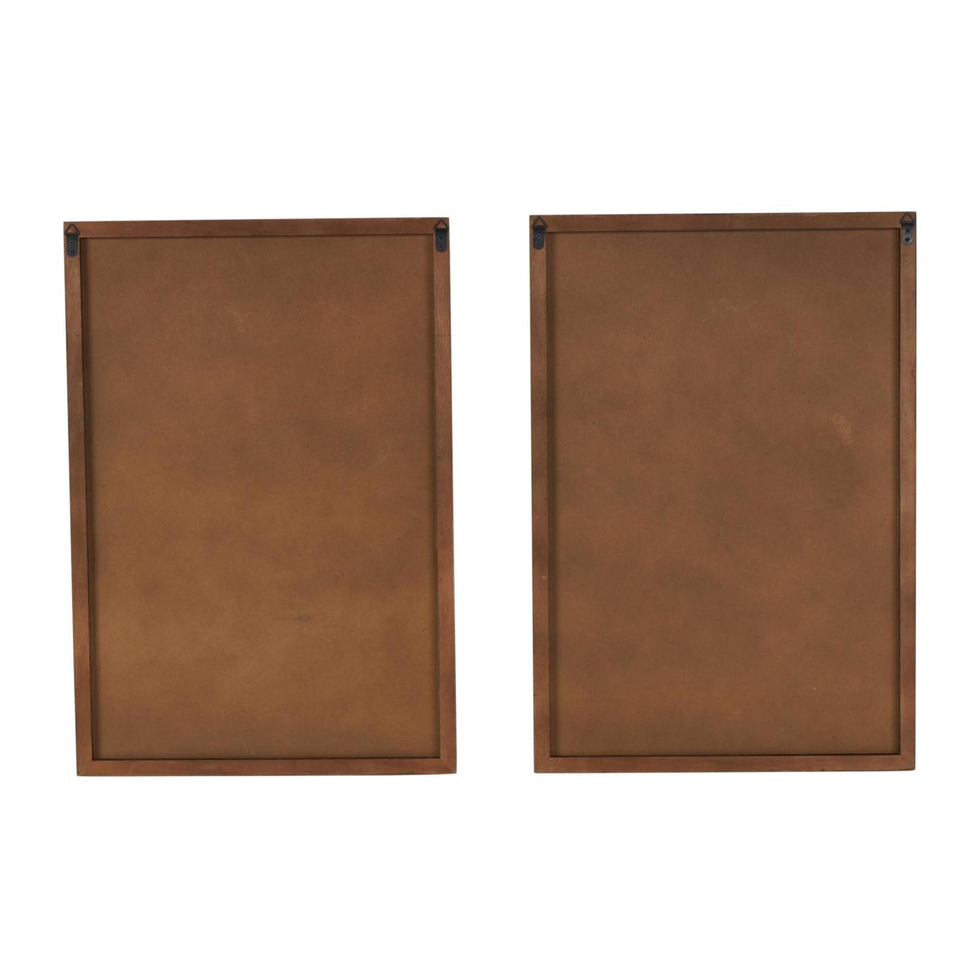 Brown Wooden Abstract Wavy Carved Wall Décor Set
